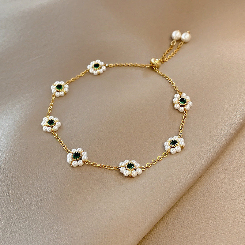 Wholesale Simple Pearl Copper Bracelet